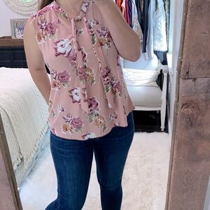 Norma Allen collection dusty rose floral top sleeveless size large